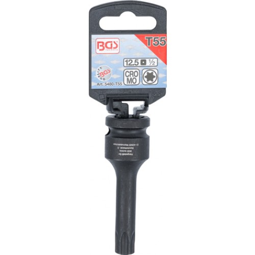 BGS Kraft-Bit-Einsatz | Antrieb Innenvierkant 12,5 mm (1/2"") | T-Profil (für Torx) T55
