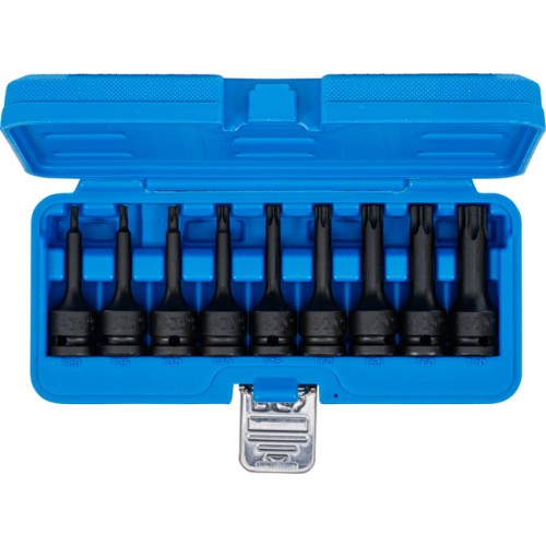 BGS Kraft-Bit-Einsatz-Satz | Antrieb Innenvierkant 12,5 mm (1/2"") | T-Profil (für Torx) T20 - T70 | 9-tlg.