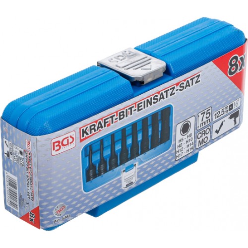 BGS Kraft-Bit-Einsatz-Satz | Antrieb innenvierkant 12,5 mm (1/2"") | Innensechskant 5 - 19 mm | 8-tlg.
