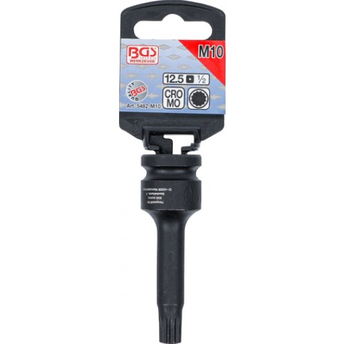 BGS Kraft-Bit-Einsatz | Antrieb Innenvierkant 12,5 mm (1/2"") | Innenvielzahn (für XZN) M10