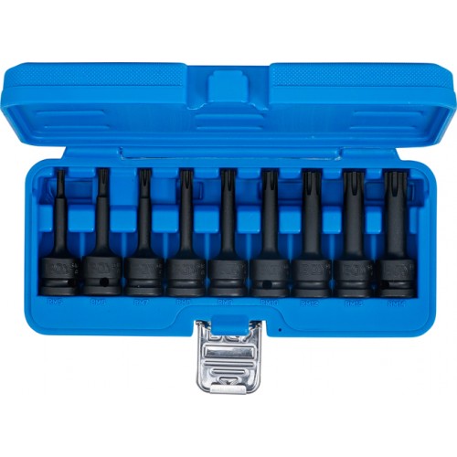 BGS Kraft-Bit-Einsatz-Satz | Antrieb Innenvierkant 12,5 mm (1/2"") | Keil-Profil (für Ribe) M5 - M14 | 9-tlg.