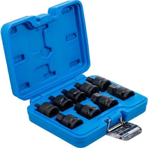 BGS Kraft-Bit-Einsatz-Satz | Antrieb Innenvierkant 12,5 mm (1/2"") | Innensechskant 5 - 19 mm | 9-tlg.