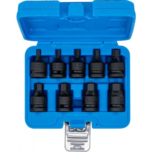BGS Kraft-Bit-Einsatz-Satz | Antrieb Innenvierkant 12,5 mm (1/2"") | Innensechskant 5 - 19 mm | 9-tlg.