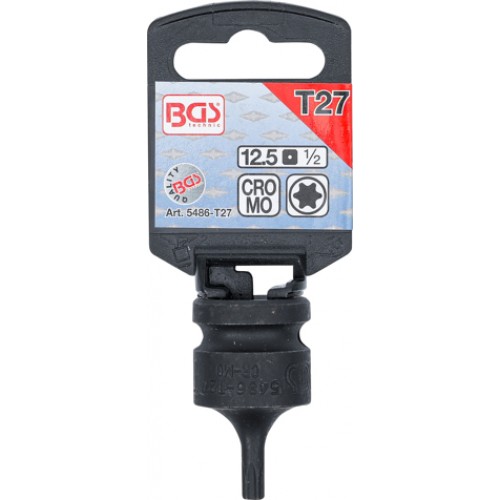 BGS Kraft-Bit-Einsatz | Antrieb Innenvierkant 12,5 mm (1/2"") | T-Profil (für Torx) T27