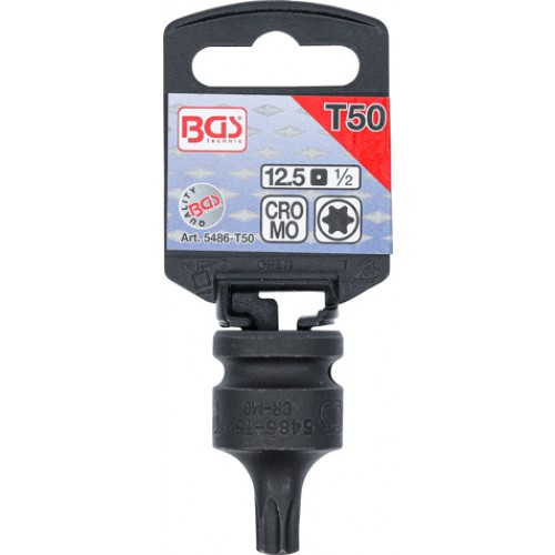 BGS Kraft-Bit-Einsatz | Antrieb Innenvierkant 12,5 mm (1/2"") | T-Profil (für Torx) T50
