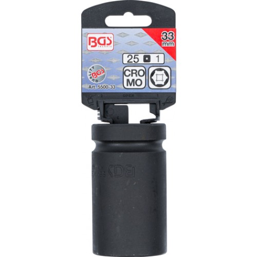 BGS Kraft-Steckschlüssel-Einsatz Sechskant, tief | Antrieb Innenvierkant 25 mm (1"") | SW 33 mm