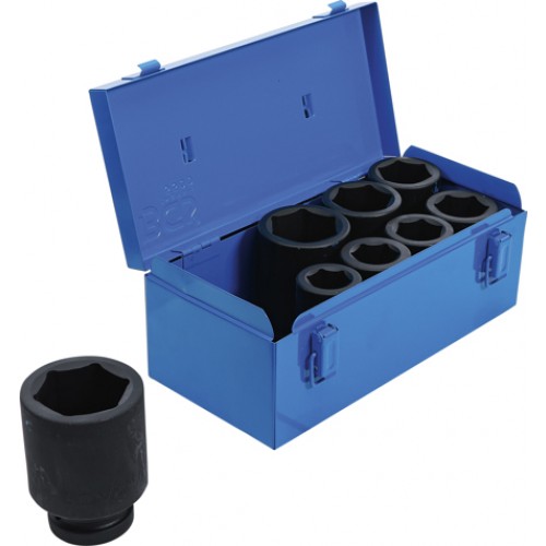 BGS Kraft-Steckschlüssel-Einsatz-Satz Sechskant, tief | Antrieb Innenvierkant 25 mm (1"") | SW 27 - 50 mm | 8-tlg.