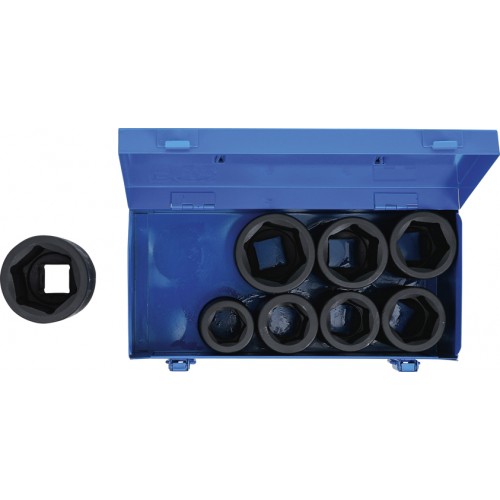 BGS Kraft-Steckschlüssel-Einsatz-Satz Sechskant, tief | Antrieb Innenvierkant 25 mm (1"") | SW 27 - 50 mm | 8-tlg.