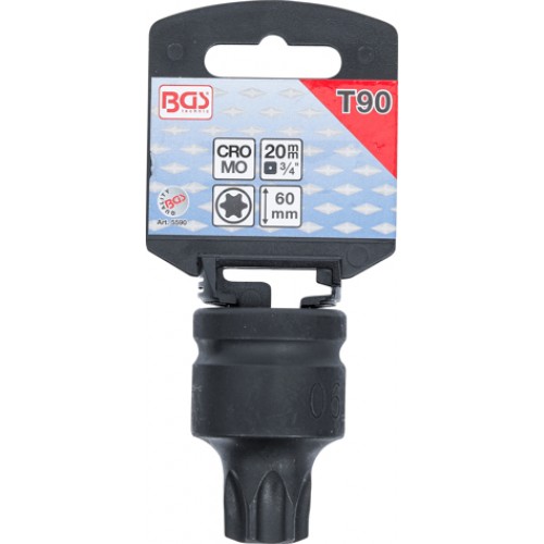 BGS Kraft-Bit-Einsatz | Antrieb Innenvierkant 20 mm (3/4"") | T-Profil (für Torx) T90