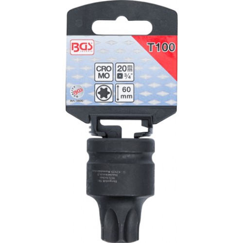 BGS Kraft-Bit-Einsatz | Antrieb Innenvierkant 20 mm (3/4"") | T-Profil (für Torx) T100