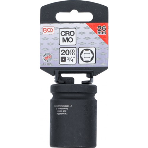 BGS Kraft-Steckschlüssel-Einsatz Sechskant | Antrieb Innenvierkant 20 mm (3/4"") | SW 26 mm