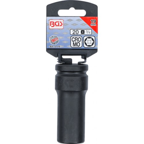 BGS Kraft-Steckschlüssel-Einsatz Sechskant, tief | Antrieb Innenvierkant 20 mm (3/4"") | SW 19 mm