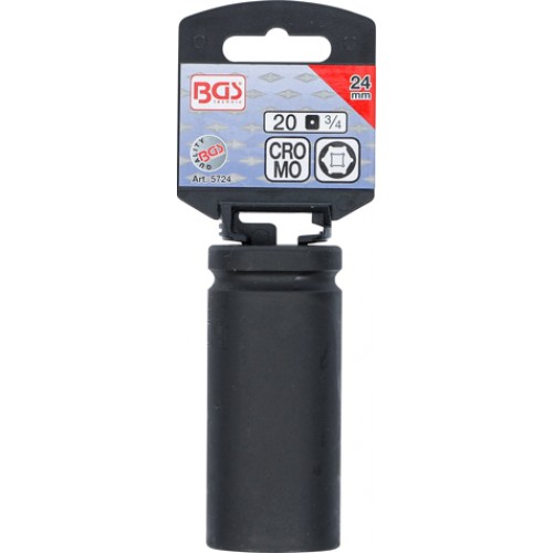BGS Kraft-Steckschlüssel-Einsatz Sechskant, tief | Antrieb Innenvierkant 20 mm (3/4"") | SW 24 mm