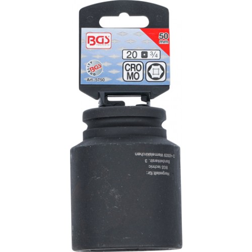 BGS Kraft-Steckschlüssel-Einsatz Sechskant, tief | Antrieb Innenvierkant 20 mm (3/4"") | SW 50 mm