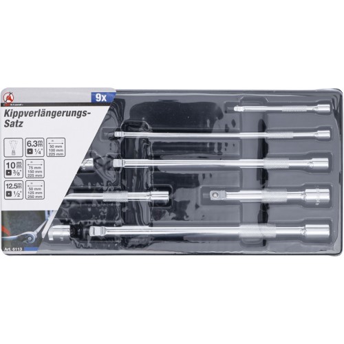BGS Kippverlängerungs-Satz | 6,3 mm (1/4"") / 10 mm (3/8"") / 12,5 mm (1/2"") | 9-tlg.