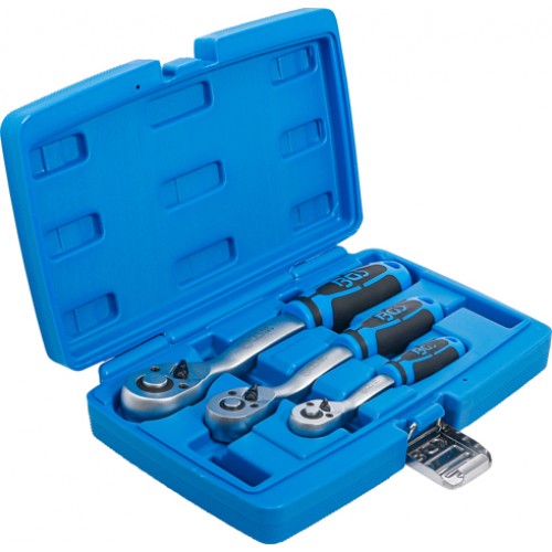 BGS Umschaltknarren-Satz | feinverzahnt | Abtrieb Außenvierkant 6,3 mm (1/4"") - 10 mm (3/8"") - 12,5 mm (1/2"") | 3-tlg.