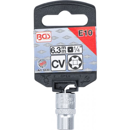 BGS Steckschlüssel-Einsatz E-Profil | Antrieb Innenvierkant 6,3 mm (1/4"") | SW E10