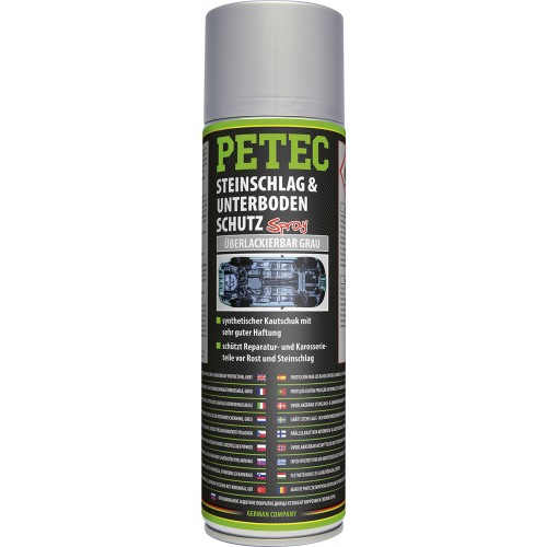 Petec Steinschlag-& Unterbodenschutz Kautschukbasis, Überlackierbar grau 500ml Spray