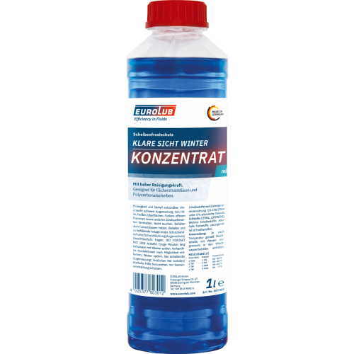 EUROLUB Scheibenfrostschutz Klare Sicht Winter Konzentrat -60°C 1l