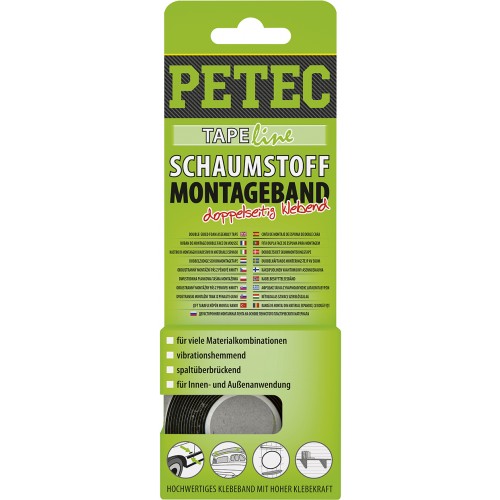 Petec POWER Montageband, schwarz 2m x 12mm