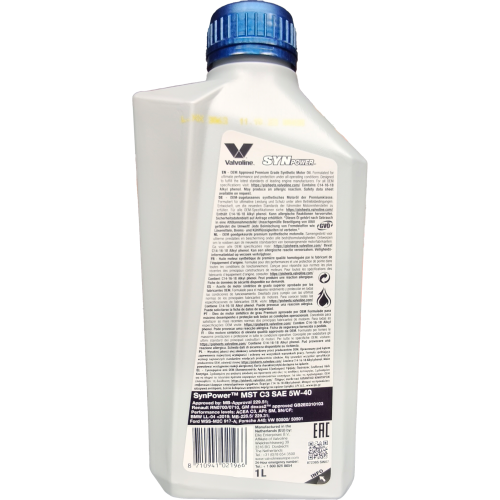 Valvoline Motoröl SYNPOWER MST C3 5W-40 1 Liter Flasche