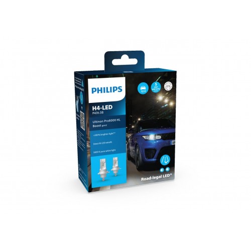 Philips Ultinon Pro6000 Boost Gen2 LED H4 P43t-38 12V 18W 5800K mit ECE Doppelpack