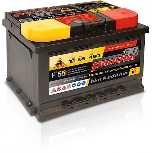 Panther Car +30% A+55 Typ IIT Autobatterie 12V 55Ah 480A