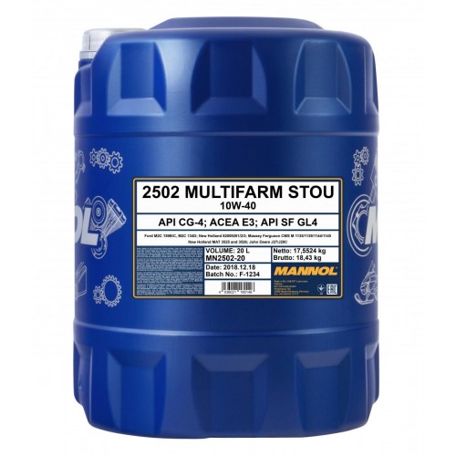 Mannol 2502 Multifarm STOU 10W-40 Mehrzwecköl 20l Kanister
