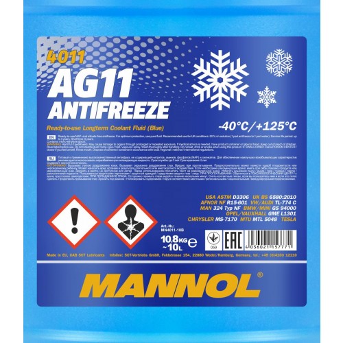 Mannol 4011 AG11 Kühlerfrostschutz Fertigmischung -40° 10l Kanister