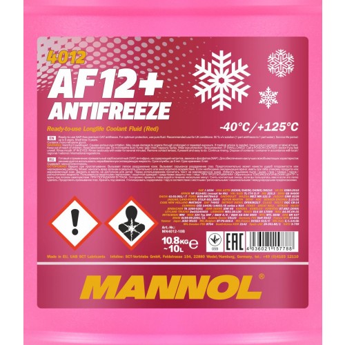 Mannol 4012 AF12+ Kühlerfrostschutz Fertigmischung -40° 10l Kanister