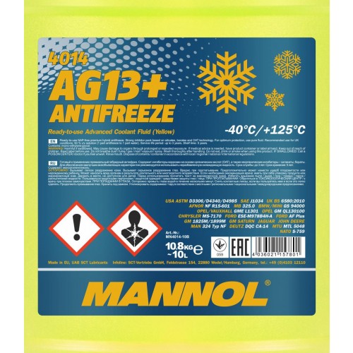 Mannol 4014 AG13+ Advanced Kühlerfrostschutz Fertigmischung -40° 10l Kanister