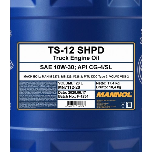 Mannol 7112 TS-12 SHPD 10W-30 LKW Motoröl 20l Kanister