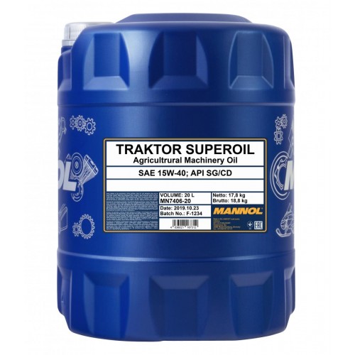Mannol 7406 Traktor Superoil 15W-40 mineralisches Motoröl 20l Kanister