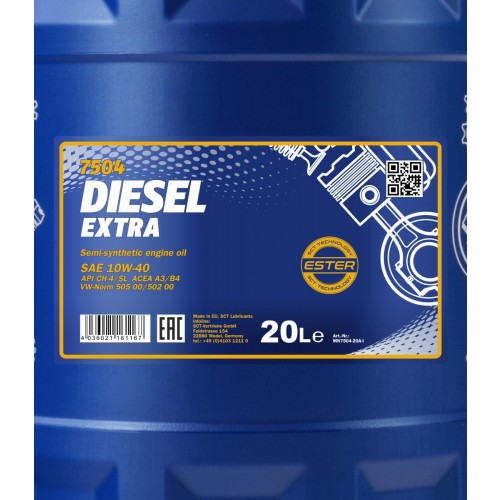 Mannol 7504 Diesel Extra 10W-40 teilsynthetisches Motoröl 20l Kanister