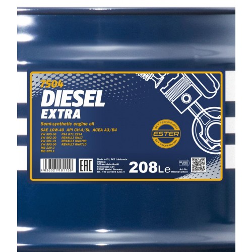 Mannol 7504 Diesel Extra 10W-40 teilsynthetisches Motoröl 208l Fass