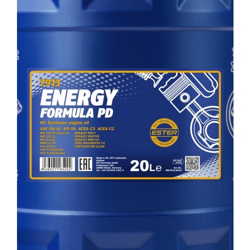 Mannol 7913 Energy Formula PD 5W-40 synthetisches Motoröl 20l Kanister