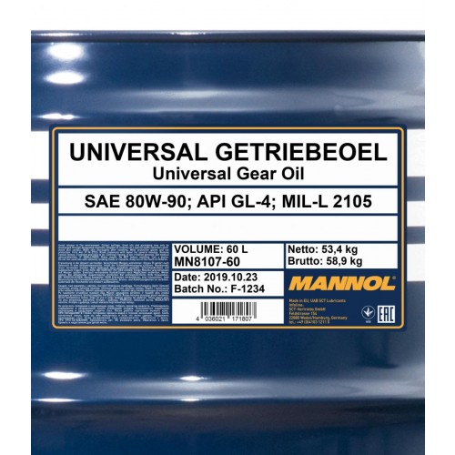 Mannol 8107 Universal 80W-90 Getriebeöl 60l Fass